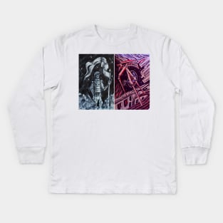Ink Sketches - "The Guardian" and "The Future" Kids Long Sleeve T-Shirt